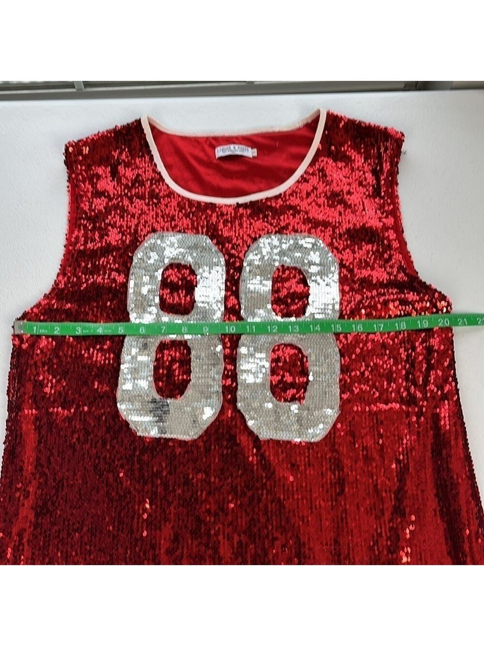 Liquor N Poker Sequin Dress 12 Red/Silver Sleeveless Football Jersey Midi 88 - Picture 11 of 12